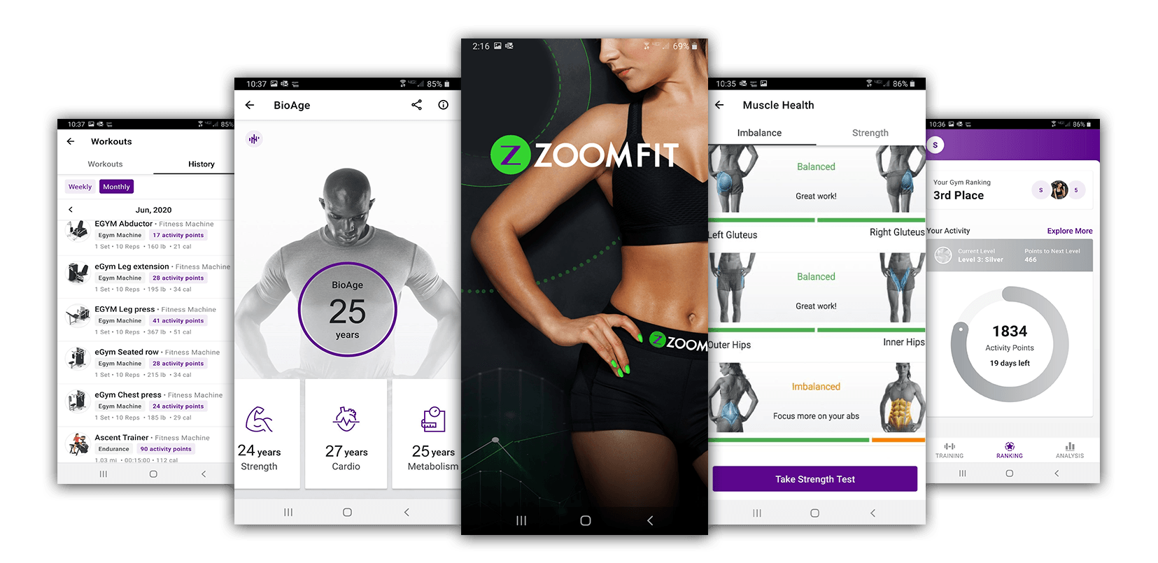 Zoom Fit App Screens